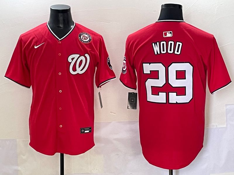Men 2025 Washington Nationals #29 Wood Red Game Nike MLB Jersey style 5->washington nationals->MLB Jersey